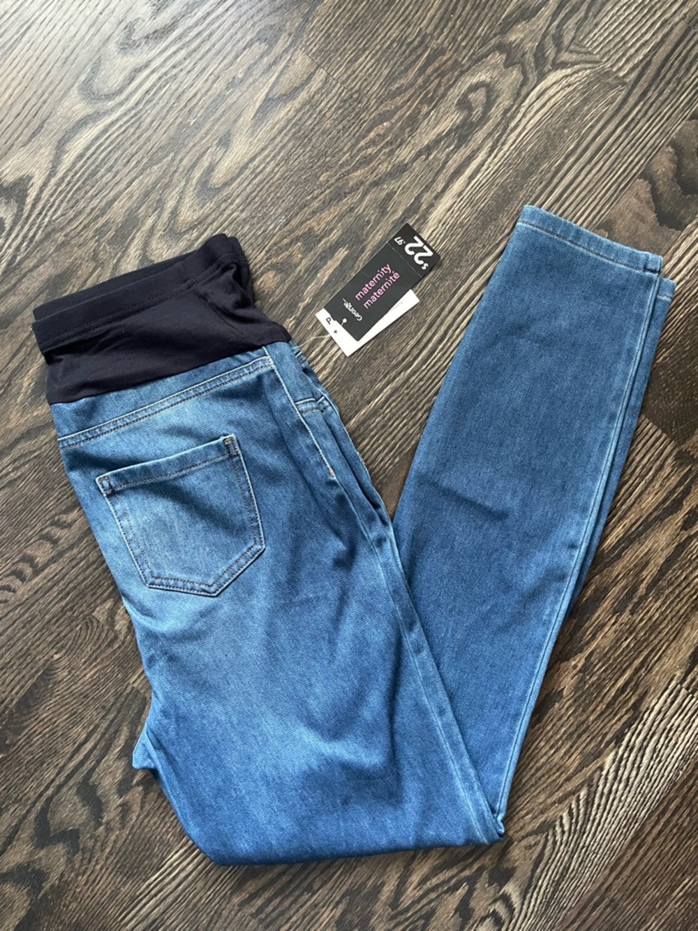 NWT Maternity George Blue Jeggings Half Belly Panel Size S